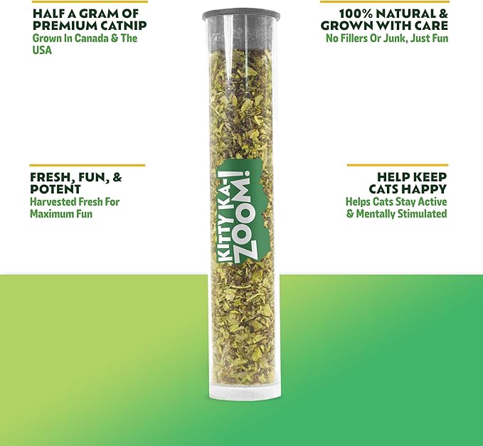 KITTY KA-ZOOM ZOOMIE Snake Kicker - Refillable Catnip Toy + Catnip | High Potency Hand Harvested Fresh | Soft Plush for Engaging Play