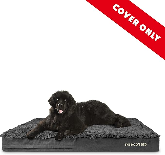The Dog's Bed Replacement Outer Cover ONLY (Outer Cover ONLY - NO Bed, NO Waterproof Inner) for The Dog's Bed, Washable Oxford Fabric, XXXL 6 Inches (Grey Faux Fur)