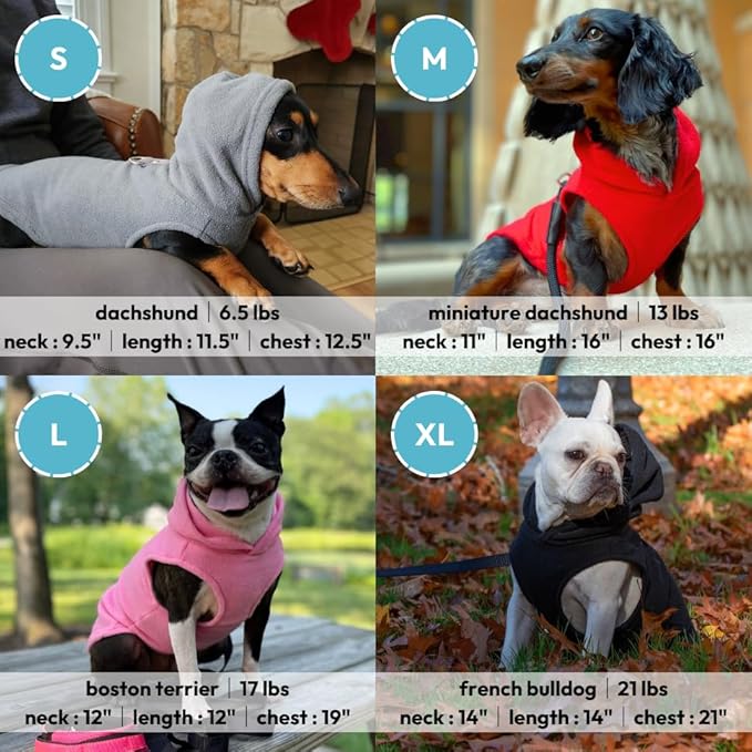 Gooby - Fleece Vest Hoodie, Small Dog Pull Over Hooded Fleece Jacket with Leash Ring, Gray, Medium