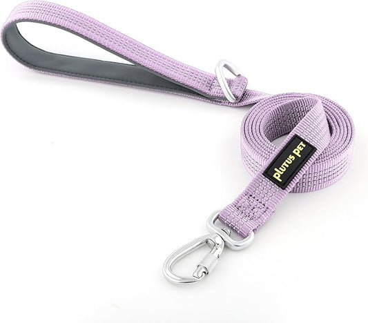 Plutus Pet Heavy Duty Dog Leash with Lockable Aluminum Carabiner, 4/6 Feet Long, Double-Sided Reflective Nylon, Padded Handle, for Puppy, Small, Medium and Large Dogs (Lilac Purple, 4/5" x 4')