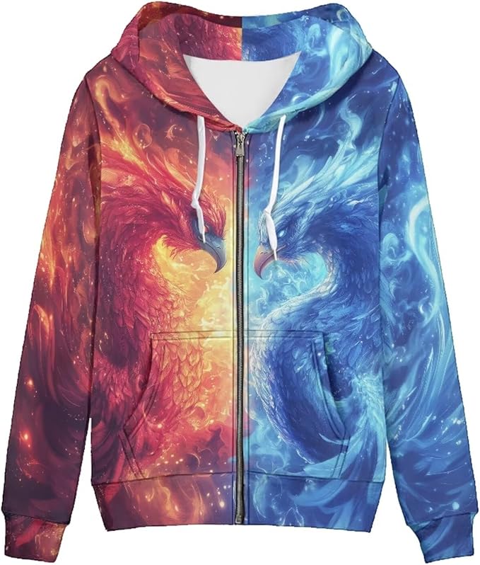 WELLFLYHOM Women Y2K Hoodie Zip Up Sweatshirt Vintage Jackets Hooded Cardigan