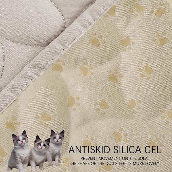Ameritex Waterproof Pet Bed Cover Anti-Slip Dog Bed Blanket for Sofa and Furniture Waterproof New Pattern Design (Khaki, 30x90 Inch (Pack of 1))