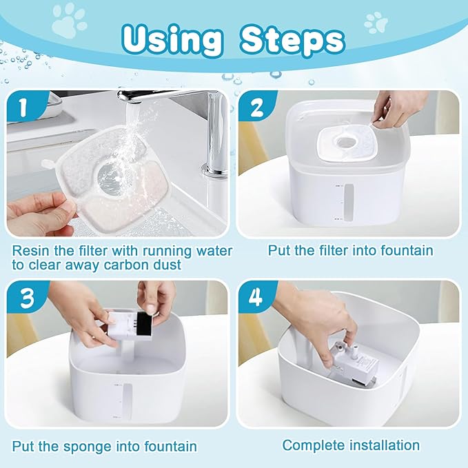 36 Pack Cat Water Fountain Filter Replacement Compatible with VEKEN 67oz/84oz/95oz/135oz Automatic Pet Fountain Dog Water Dispenser