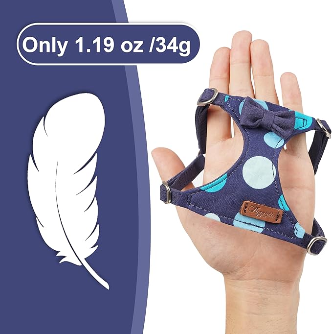 Puppytie No Pull xs Dog Harness with Multifunction Dog Leash,Soft Adjustable No Choke Escape Proof Pet Harness Vest,Polka dots Starry Sky,XS