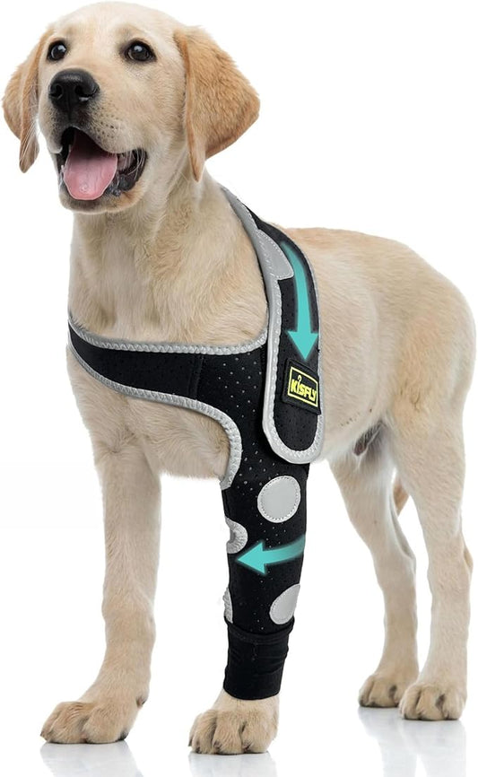 Dog Elbow Brace & Dog Front Leg Brace to Stop Licking – Dog Elbow Protector & Hygroma Elbow Pads for Dogs, Breathable Dog Sleeves for Front Legs, Reflective, Cone Alternative – Left Leg, XS