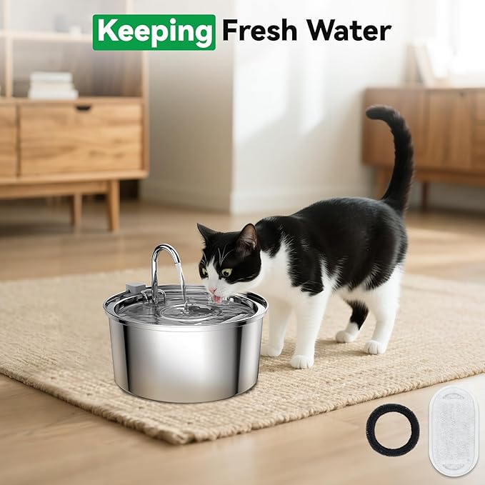 40 Packs for Cat Water Fountain Filters Replacement,Compatible with Tomxcute Cat Fountain Filter for 67oz/2L&108oz/3.2L Dog Water Dispenser (20 Replacement Water Filters & 20 Pre-Filter Sponges)