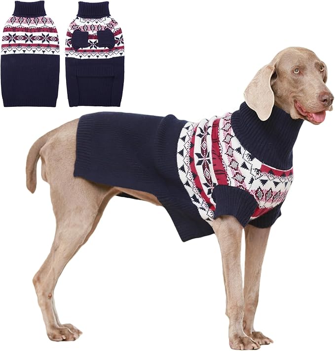 IECOii XXXL Dog Sweater,Extra Large Dog Sweater for Large Dogs Girl Boy,Knitted Warm Dog Turtleneck Sweater for Halloween Christmas Outfit,Blue Dog Sweater for Golden Retriever,Labrador,XXX-Large