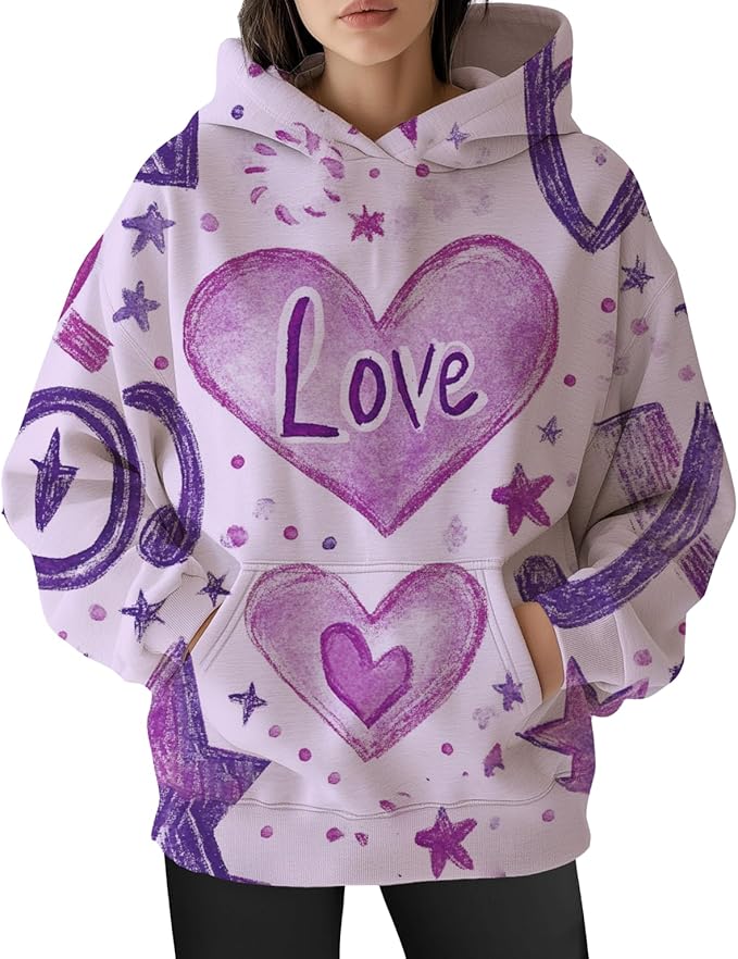 Womens Cat Print Hoodies Trendy Funny Cat Graphic Long Sleeve Sweatshirt Y2k Streetwear Hooded Pullover Tops