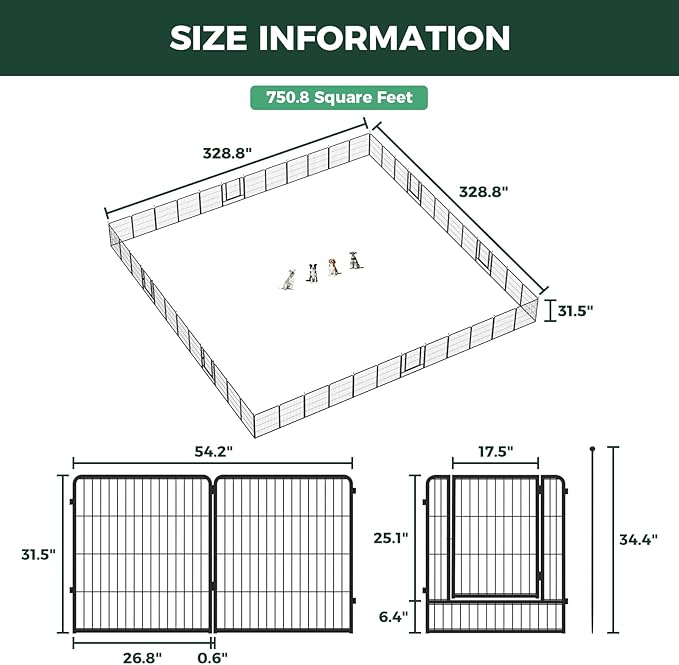 FXW Instant Unleashed Dog Playpen, Portable Pet Fence for Outdoor, RV Trips, and Camping, 32inch, 48 Panels for Small and Medium Dogs│Patented