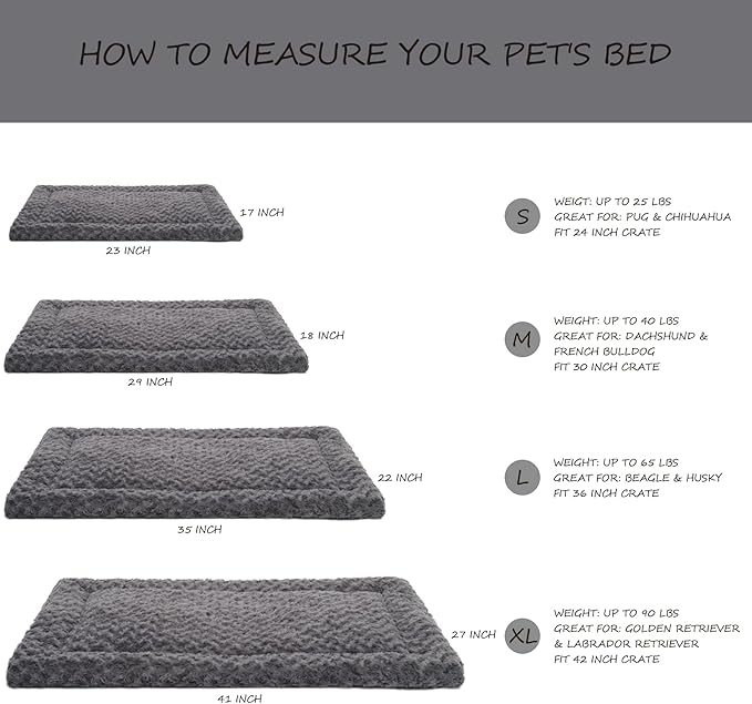 Washable Dog Bed Mat Reversible Dog Crate Pad Soft Fluffy Pet Kennel Beds Dog Sleeping Mattress for Large Jumbo Medium Small Dogs, 35 x 22 Inch, Gray