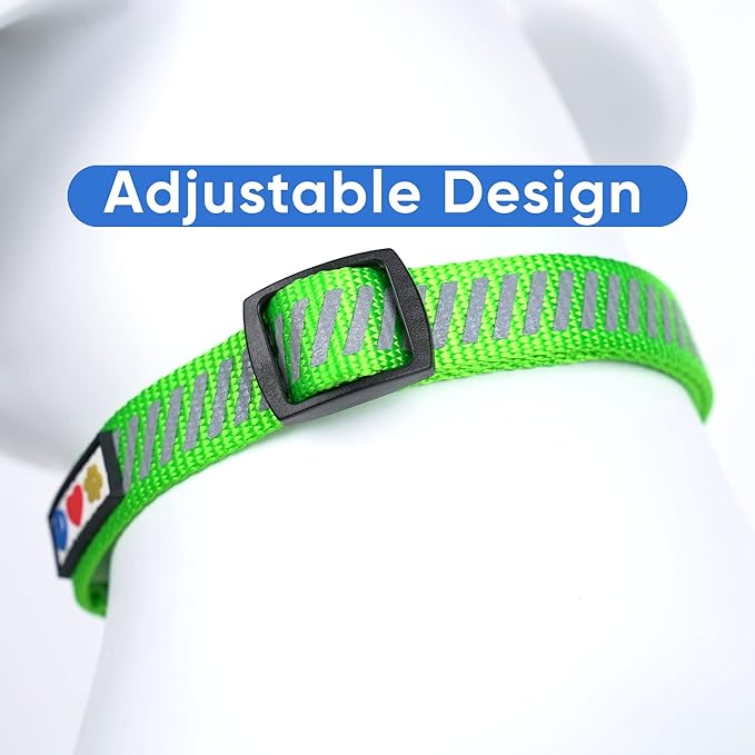 Pawtitas Reflective Dog Collar - Personalized Name & Phone Number, Adjustable for Extra Small Dogs & Puppies, Green