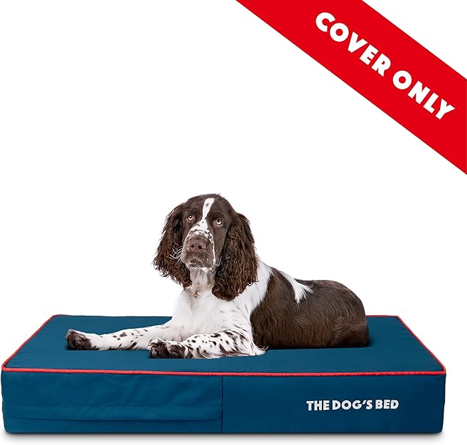 The Dog's Bed Replacement Outer Cover ONLY (Outer Cover ONLY - NO Bed, NO Waterproof Inner) for The Dog's Bed, Washable Oxford Fabric, Large 6 Inches (Blue with Red Trim)