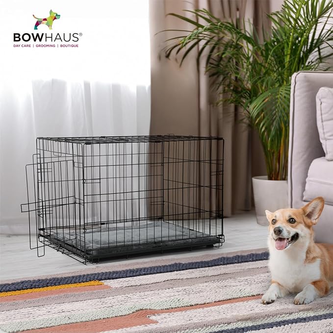 Machine-Washable Dog Bed Pad & Tray for 30-Inch Kennel, Non-Slip Flat Cozy Sleeping Mat & Easy-Clean Plastic Replacement Crate Pan, Comfortable & Durable for Dogs, Rabbits, Cats, Various Pets