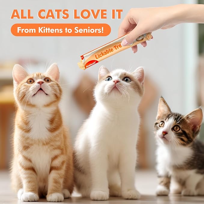 Puddonio High-Meat Lickable Cat Treats, Grain & Gum Free, No Additives, All-Natural High Protein Puree, 0.5oz Tubes (Pack of 20)