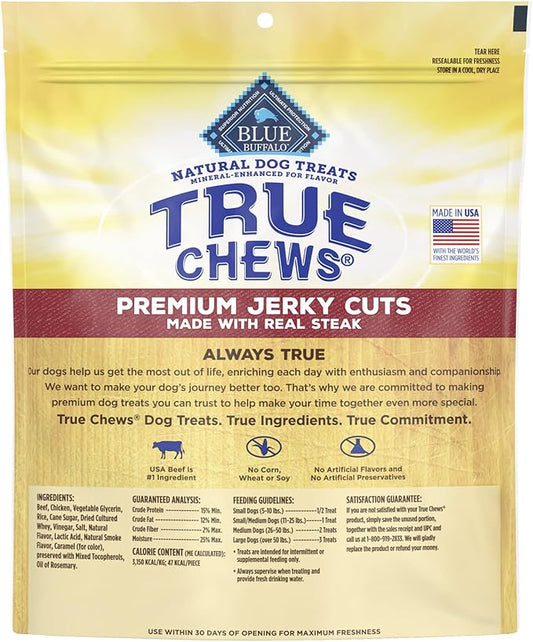 Blue Buffalo True Chews Premium Jerky Cuts Dog Treats, Made in The USA with Natural Ingredients, Beef, 30-oz. Bag