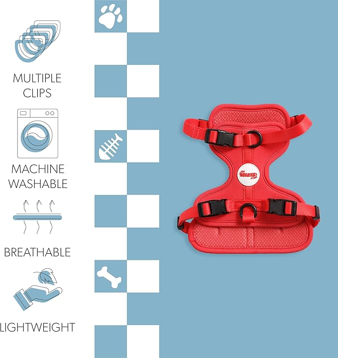 HNS1001M Arlo Small Adjustable Soft Padded No Pull Pet Harness with 3 Buckles and 3 Leash Clips, Shirley
