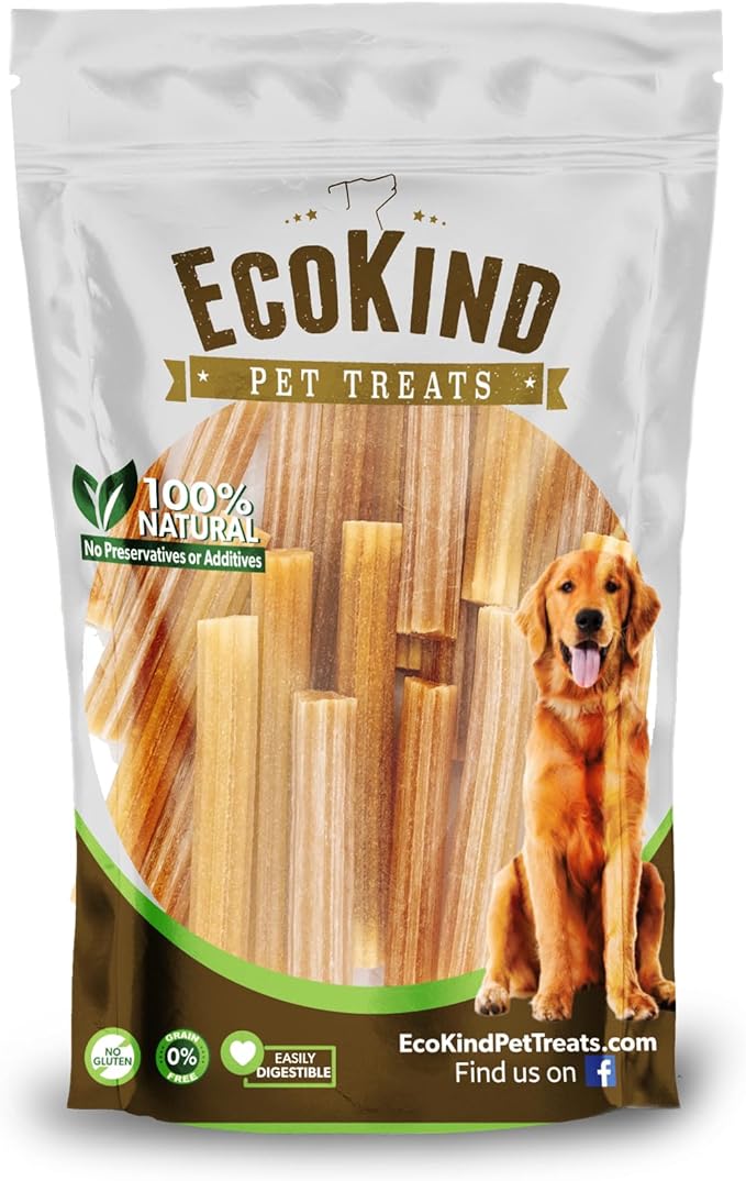 EcoKind Pet Treats Premium Gold Cheese Flavored Churro Chews | All Natural Himalayan Yak Cheese Dog Chew for Small to Large Dogs | Keeps Dogs Busy & Enjoying Indoors & Outdoor Use (10 Sticks)