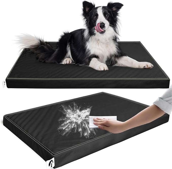 Waterproof Dog Bed Hair-Resistant, Removable Faux Leather Cover, for Pets Up to 50 lbs