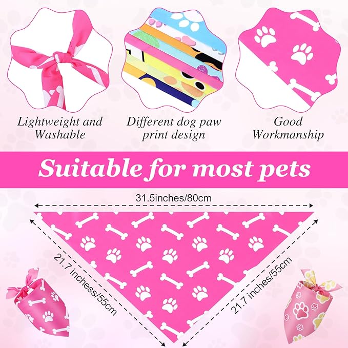Abbylike 200 Pcs Christmas Paw Print Dog Bandanas Bulk Footprint Bandanas for Dogs Triangle Kerchief Bib Scarf Set for Pets Birthday Xmas Costume Photo Props Daily Accessories Pet Shops, 25 Styles