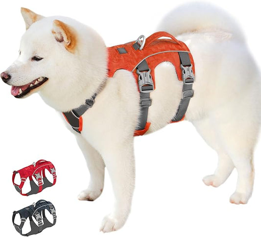 Escape Proof Dog Harness Medium Sized Dog, Lightweight Full Body Pet Vest with Lift Handle and Leash Clip, Reflective Adjustable No Slip Dog Harness for Daily Walking(Vermilion,Chest:17-32")
