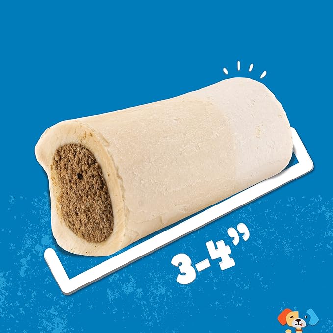Jack&Pup 3-4" Filled Dog Bones for Small and Large Dogs, Flavored Shin Dog Bones Long Lasting, Stuffed Bone for Dogs, High Protein, Variety Pack - Peanut Butter, Bully Stick, Bacon & Cheese - 3 Pack
