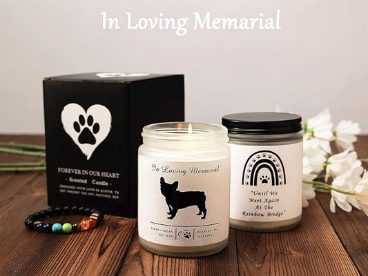 Soy Wax Scented Dog Memorial Candle, Loss of Dog Gift Candle, Dog Sympathy Candle, Dog Memorial Gifts for Loss of Dog, Thoughtful Sympathy, Remembrance - 7 Ounces (French Bulldog)