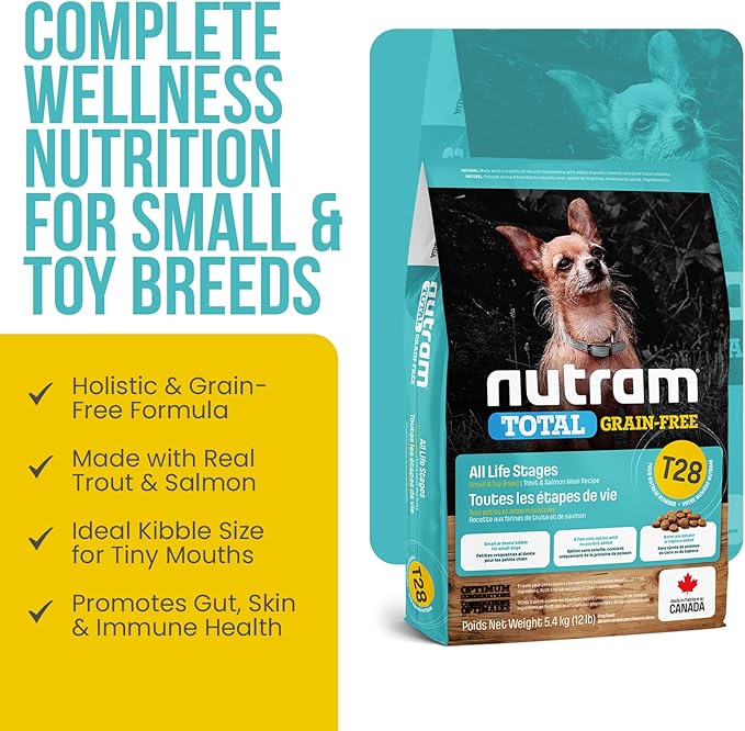 T28 Grain-Free Dog Food for Small & Toy Breeds – High Protein Trout & Salmon Meal Kibble | Chicken-Free, Limited Ingredient, Fish Dry Dog Food for Small Dogs & Puppies (12 Pounds)