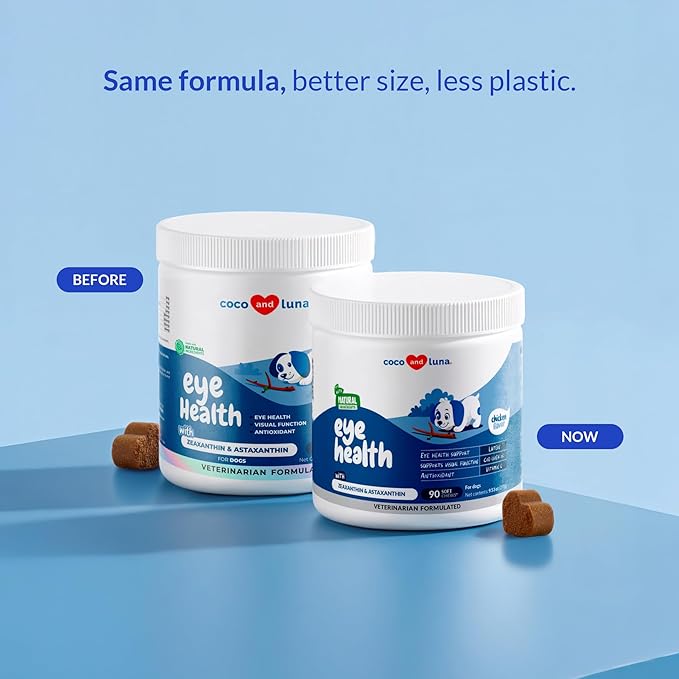 Eye Support for Dogs - 90 Soft Chews - Dog Supplements for Vision, Eye Vitamins for Dogs, with Cod Liver Oil Antioxidant, Dog Omega Supplement, Omega 3 EPA and DHA Fatty Acids.