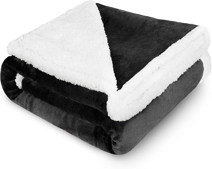 Kritter Planet Dog Blankets for Large Dogs, Soft Fluffy Fleece Pet Blankets for Couch, Sofa, Dog Beds, Car Seats, Creat, Washable, 50x60 inches, Black
