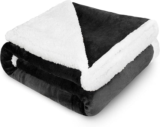 Kritter Planet Dog Blankets for Large Dogs, Soft Fluffy Fleece Pet Blankets for Couch, Sofa, Dog Beds, Car Seats, Creat, Washable, 50x60 inches, Black
