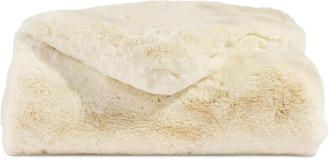 Cozy Earth Cuddle Blanket - Faux Fur Ultra-Soft Luxury Throw Blanket - Thick & Cozy Oversized Design for Lounging or Sharing - Machine Washable - Throw 60" x 50" Crème