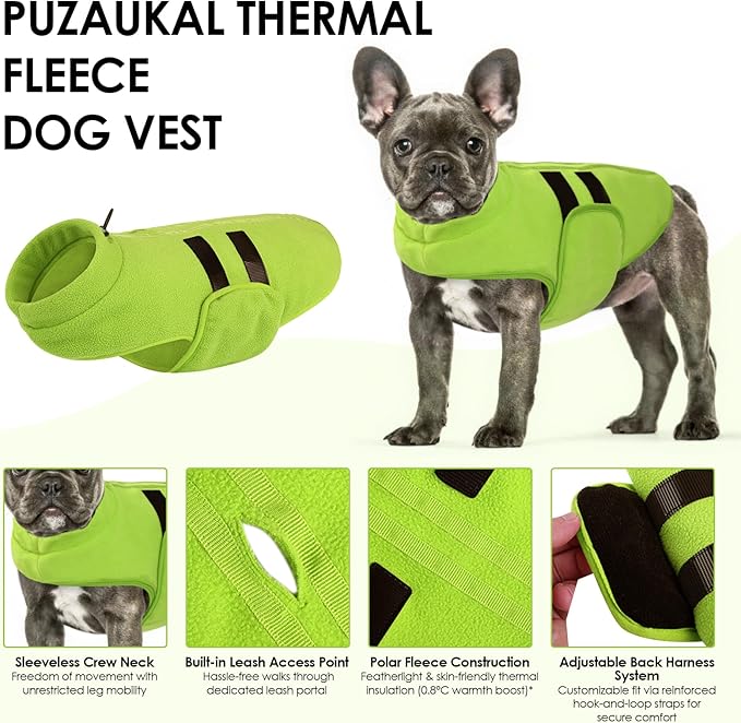 Dog Sweater,Adjustable Dog Sweaters for Small, Medium and Large Dogs Boys Girls, Dachshund Chihuahua Fleece Dogs Sweater(Green,L)