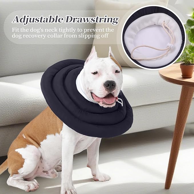 IDOMIK Dog Recovery Collar, Waterproof Soft Dog Cone After Surgery, Comfy Protective Elizabethan Collar Alternative for Dogs Cats, Adjustable Pet Neck Donut Cone Anti-Licking Biting Wounds,Grey,2XL