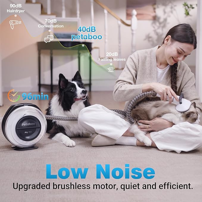 petaboo Cordless Dog Grooming Vacuum, Pet Grooming Kit with Clippers Nail Grinder,2.2L Dust Cup,Low Noise,Dog Vacuum for Shedding Grooming for Home Outdoor Car,7 in 1set
