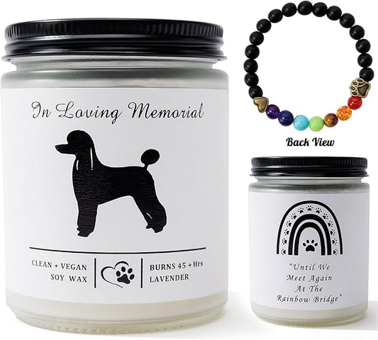Soy Wax Scented Dog Memorial Candle, Loss of Dog Gift Candle, Dog Sympathy Candle, Dog Memorial Gifts for Loss of Dog, Thoughtful Sympathy, Remembrance - 7 Ounces (Poodle)