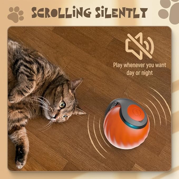 oputemon Speedy 3.0 Tail Cat Toy, 2026 New Speedy Tail Interactive Cat Toy for Indoor Cats, 2 Speed Adjustment- Automatic Moving Smart Cat Toys Ball with Tail for Bored Indoor Cats Dogs (Orange)