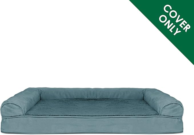 Furhaven Replacement Dog Bed Cover Plush & Suede Sofa-Style, Machine Washable - Deep Pool, Medium