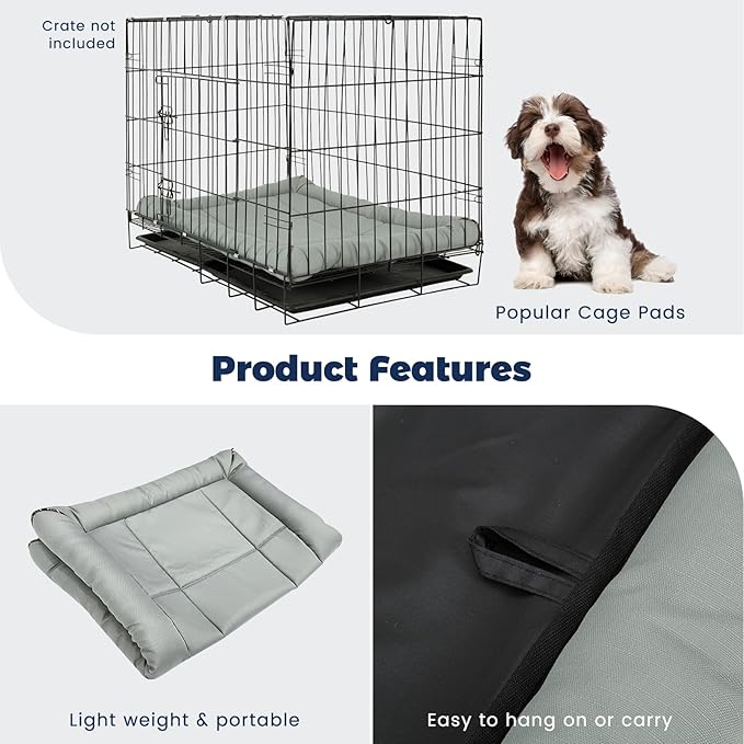 Miguel Oxford Ripstop Outdoor Waterproof Dog Bed for Metal Dog Crates Water-Resistant All Weather Pet Mat Durable Easy Wipe Clean Travel Indoor Outdoor Puppy Cat Crate Bed 40inch, Grey