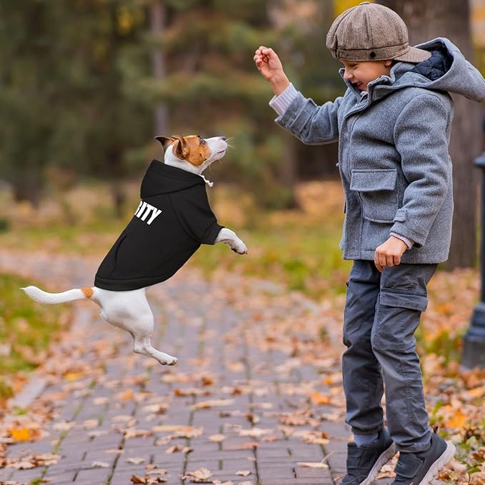 Dog Sweaters,Security Dog Hoodie,Warm Brushed Fleece Sweatshirt with Hood & Pocket,Leash Hole,Cozy Cold Weather Pet Clothes Sweater for Small,Medium,and Large Dogs,L