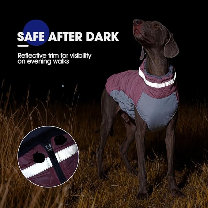 FUAMEY Dog Coat for Small Dogs,Waterproof Dog Winter Jacket with Harness Built in Puppy Cold Weather Coats Reflective Pet Vest with Zipper Warm Fleece Dogs Snowsuit Windproof Pink S