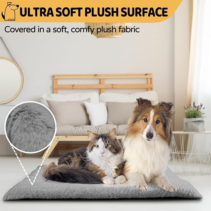 Dog Bed, Dog Crate Mat Washable, Ultra Soft & Anti-Slip Large Dogs Bed Crates & Kennels, Suitable for Dogs Up to 70 lbs, 36" x 23", Dark Grey