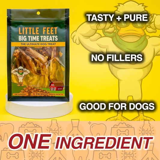 Duck Feet Dog Treats - Single Bag - 12 Pieces - 100% Sourced and Made in USA