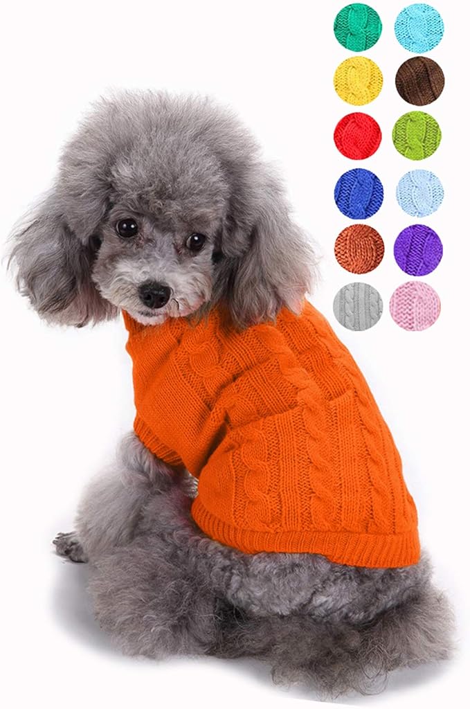 Warm Classic Turtleneck Pet Sweater for Small Dogs, Medium & Large Dogs - Cute Winter Dog & Cat Clothes Coat - Christmas Sweaters for Girls & Boys