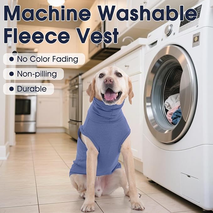 IECOii 4XL Dog Sweater - Stretch Fleece Sweater with Turtleneck,Blue,XXXX-Large, Warm Pullover Sweatshirt Pajamas for Indoor Sleeping/Outdoor Walking, Comfort Fit for Giant Breeds Like Great Dane