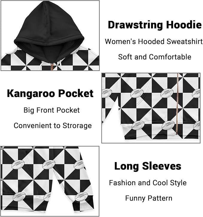 Women's Zip Front Plaid Sweatshirts Print Hoodie Fall Jackets Long Sleeve Casual Drawstring Clothes