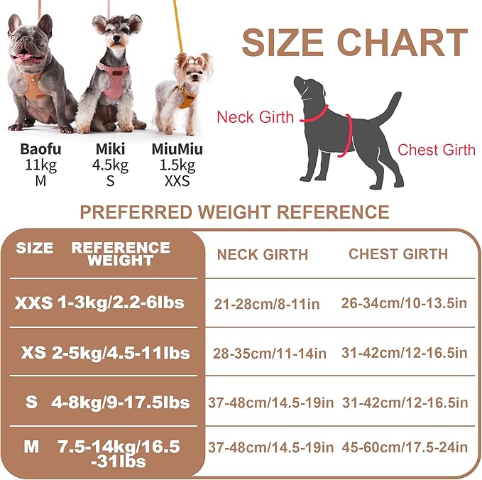 Puppytie No Pull xs Dog Harness with Multifunction Dog Leash,Soft Adjustable No Choke Escape Proof Pet Harness Vest,Glossy Oat Brown,XXS