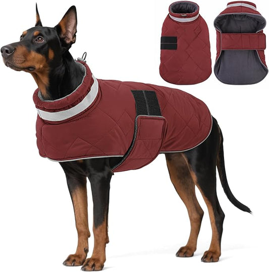 Dog Winter Coat Warm Padded Puppy Jacket Windproof Water Resistant Clothes for Small Medium Large Pets Christmas Sweater Outfit Vest(Red, 3XL)
