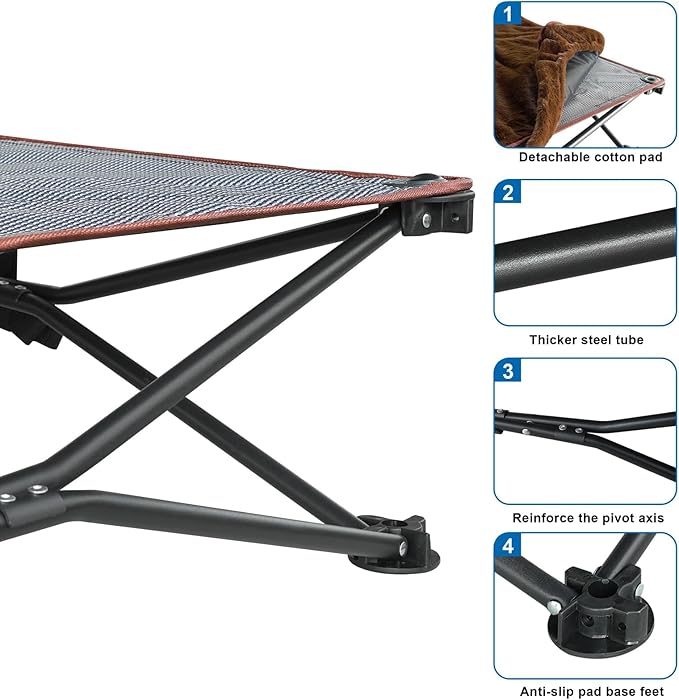 unp Camping Dog Bed Pop up - Small Collapsible Dog Cot 19 x 19 x 10 inch - Outside Dog Bed with Plush Cover & Carrying Bag for French Bulldog, Poodle... (Brown, S)