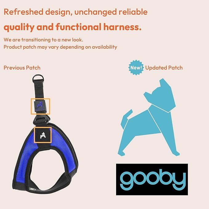 Gooby Escape Free Easy Fit Harness - Blue, Large - No Pull Step-in Patented Small Dog Harness with Quick Release Buckle - Perfect On The Go No Pull Harness for Small Dogs or Medium Dog Harness