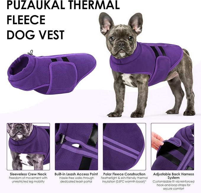 Dog Sweater,Adjustable Dog Sweaters for Small, Medium and Large Dogs Boys Girls, Dachshund Chihuahua Fleece Dogs Sweater(Purple,XS)